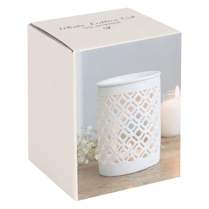 White Lattice Tealight Wax Warmer - Image 4